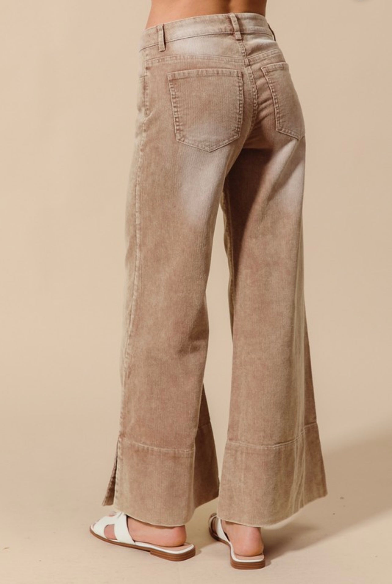 Wide leg Washed Corduroy Pants