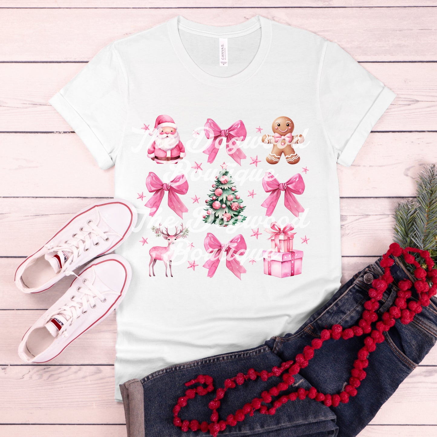 Pink Christmas Coquette Collage Tee