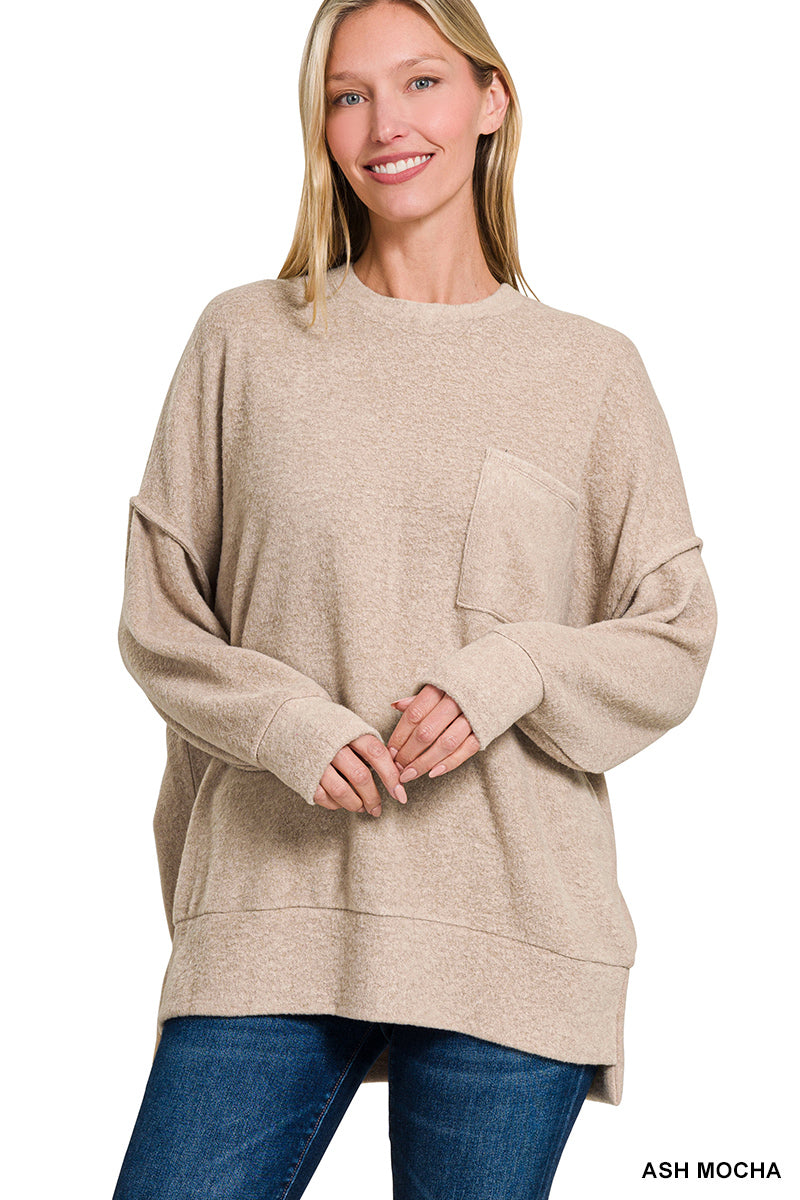 Brushed Melange Oversized Drop Shoulder Oversize Sweater