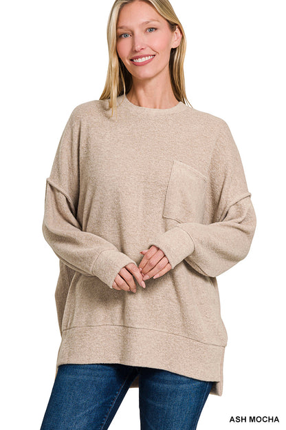 Brushed Melange Oversized Drop Shoulder Oversize Sweater