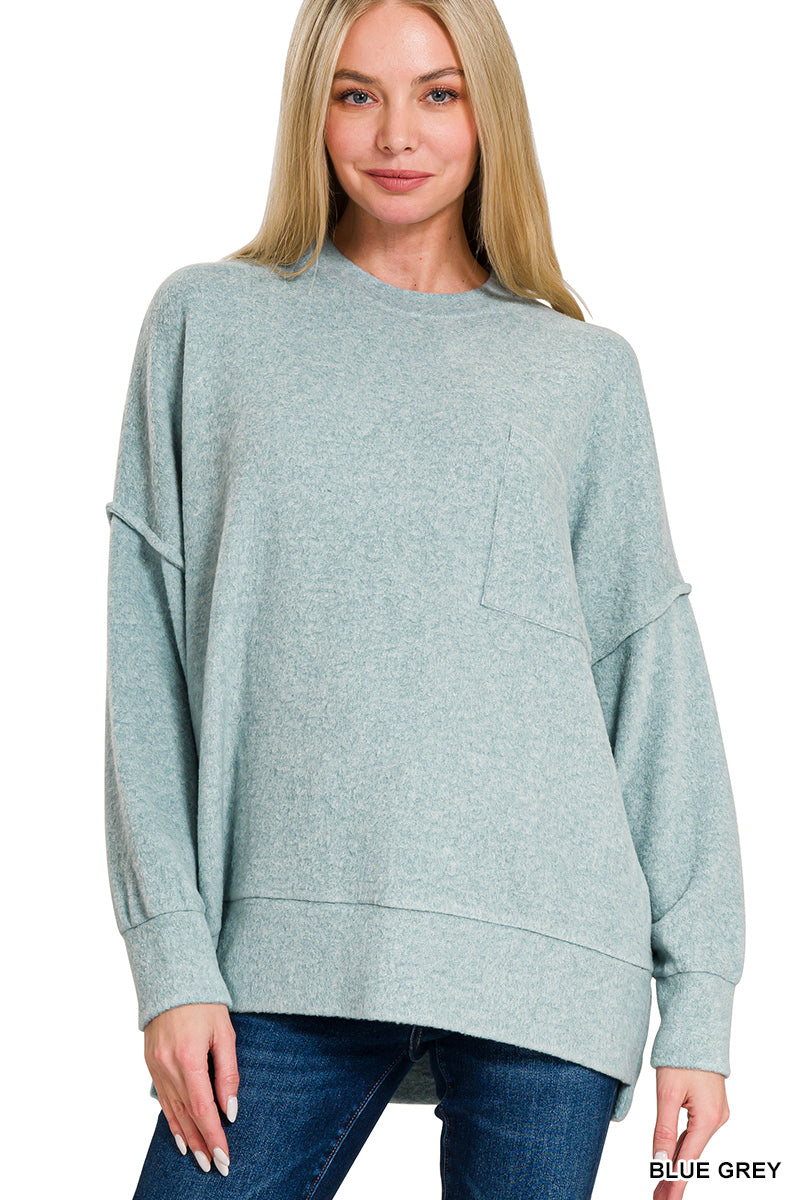 Brushed Melange Oversized Drop Shoulder Oversize Sweater