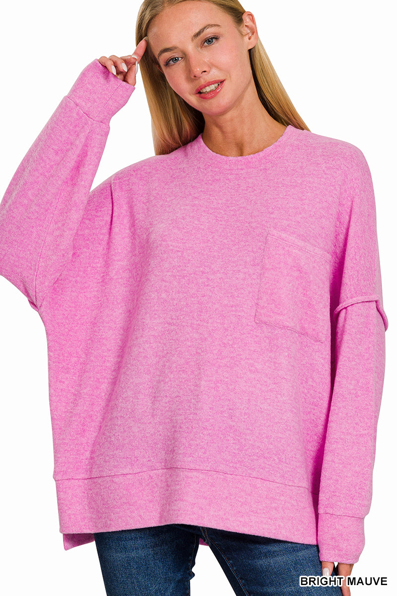 Brushed Melange Oversized Drop Shoulder Oversize Sweater