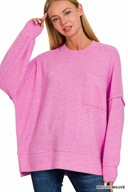 Brushed Melange Oversized Drop Shoulder Oversize Sweater
