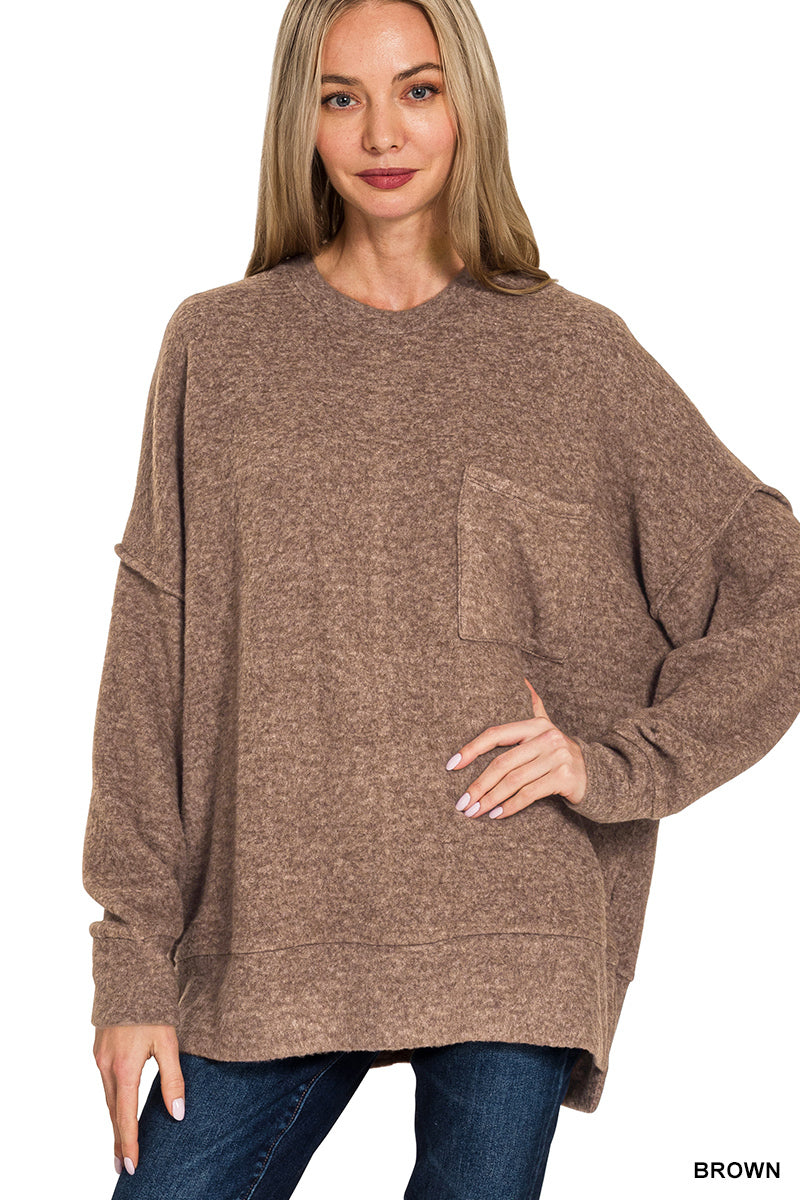 Brushed Melange Oversized Drop Shoulder Oversize Sweater
