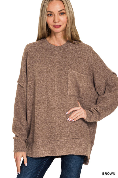 Brushed Melange Oversized Drop Shoulder Oversize Sweater