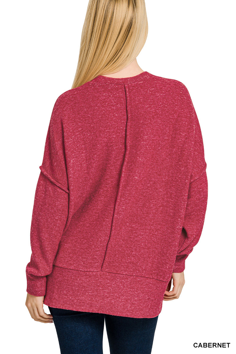 Brushed Melange Oversized Drop Shoulder Oversize Sweater
