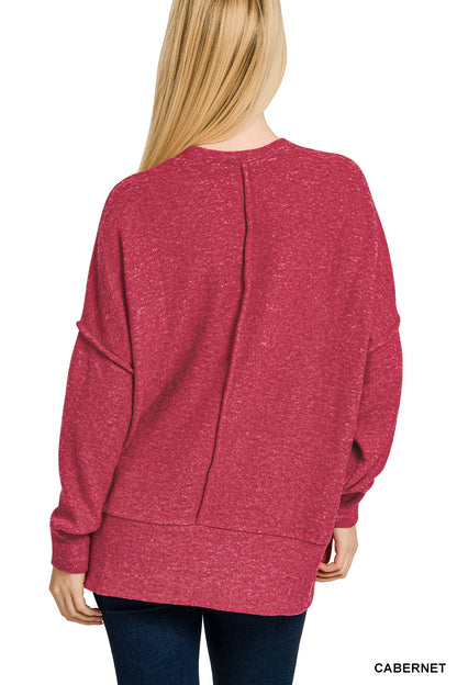 Brushed Melange Oversized Drop Shoulder Oversize Sweater