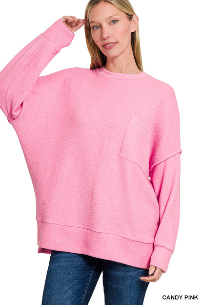 Brushed Melange Oversized Drop Shoulder Oversize Sweater