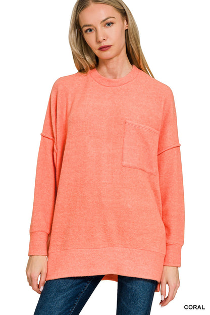 Brushed Melange Oversized Drop Shoulder Oversize Sweater