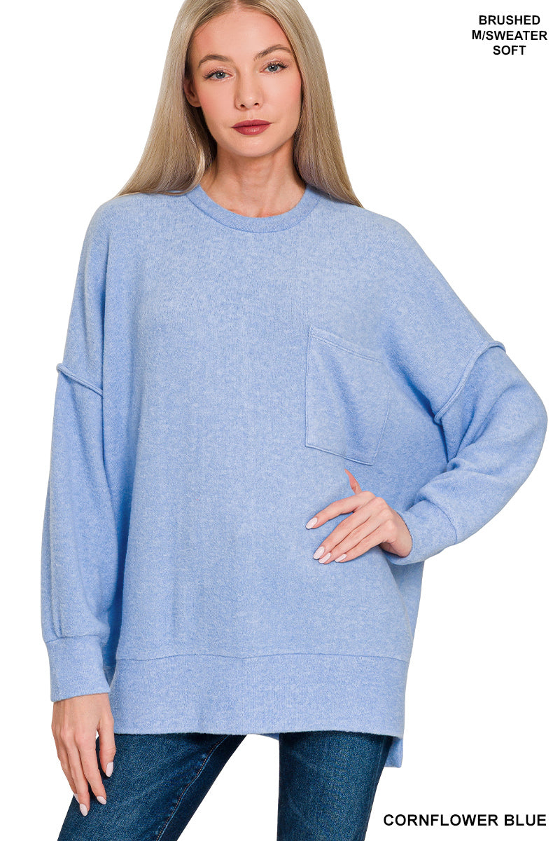 Brushed Melange Oversized Drop Shoulder Oversize Sweater