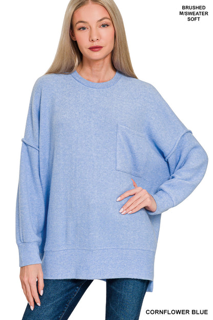 Brushed Melange Oversized Drop Shoulder Oversize Sweater