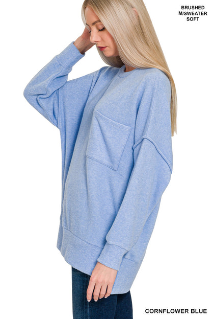 Brushed Melange Oversized Drop Shoulder Oversize Sweater