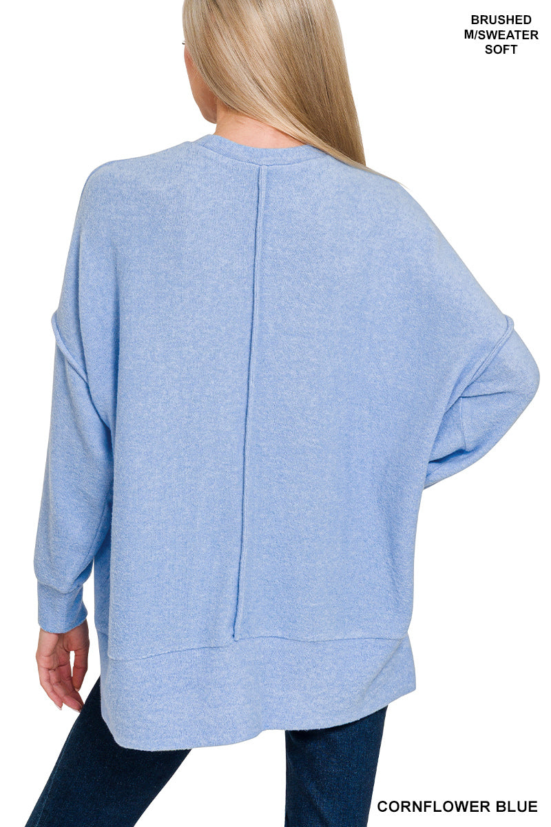 Brushed Melange Oversized Drop Shoulder Oversize Sweater