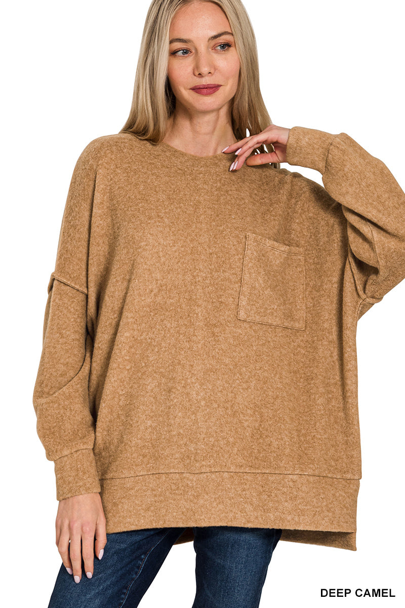 Brushed Melange Oversized Drop Shoulder Oversize Sweater