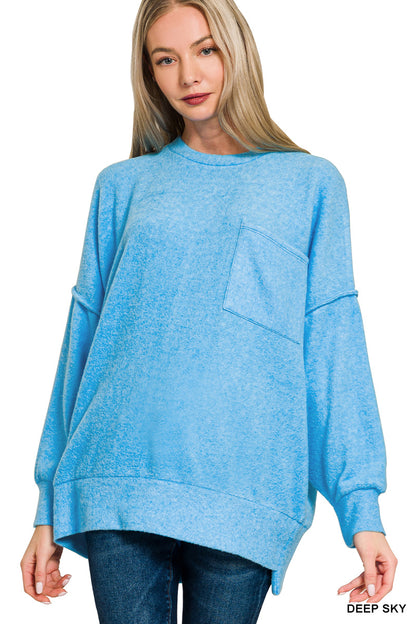 Brushed Melange Oversized Drop Shoulder Oversize Sweater