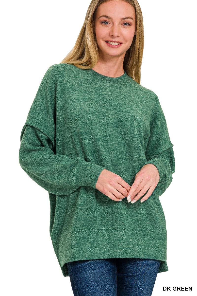 Brushed Melange Oversized Drop Shoulder Oversize Sweater