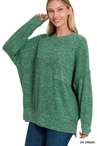 Brushed Melange Oversized Drop Shoulder Oversize Sweater