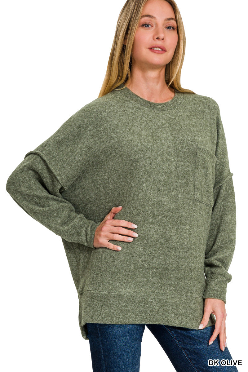 Brushed Melange Oversized Drop Shoulder Oversize Sweater