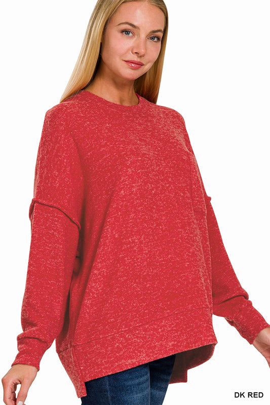 Brushed Melange Oversized Drop Shoulder Oversize Sweater