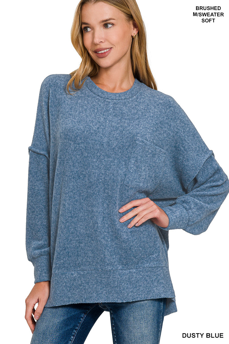 Brushed Melange Oversized Drop Shoulder Oversize Sweater
