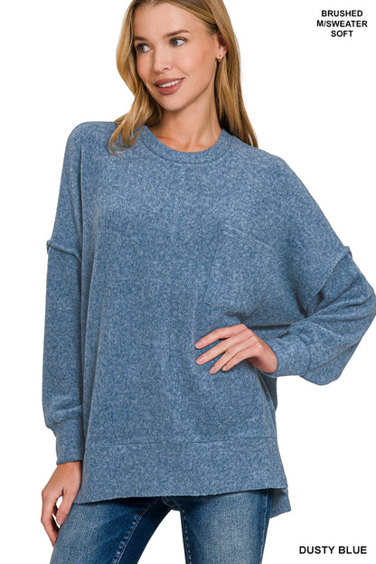 Brushed Melange Oversized Drop Shoulder Oversize Sweater
