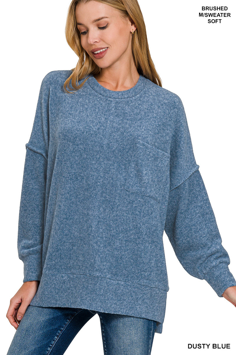 Brushed Melange Oversized Drop Shoulder Oversize Sweater