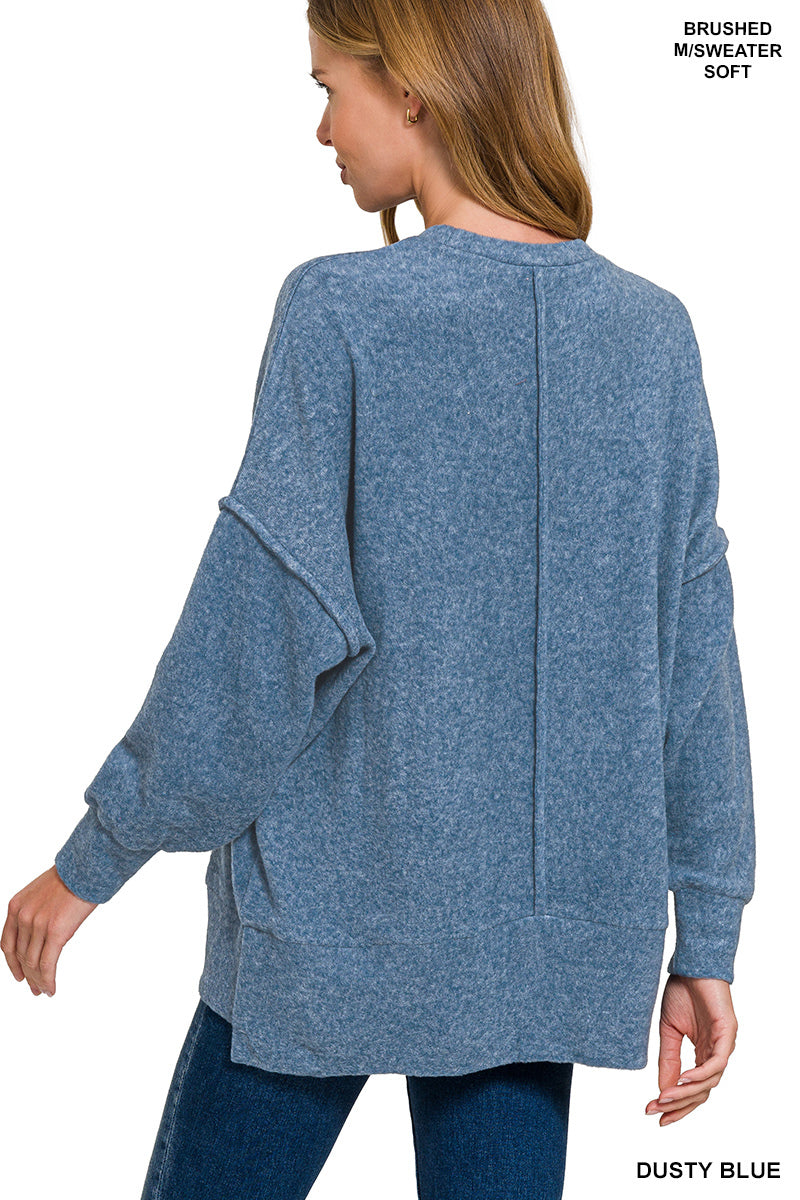 Brushed Melange Oversized Drop Shoulder Oversize Sweater