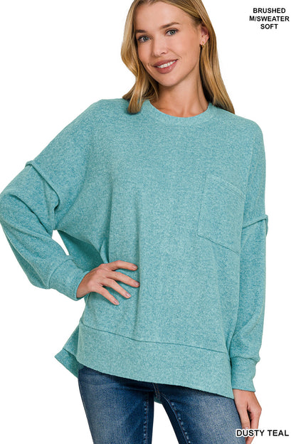 Brushed Melange Oversized Drop Shoulder Oversize Sweater