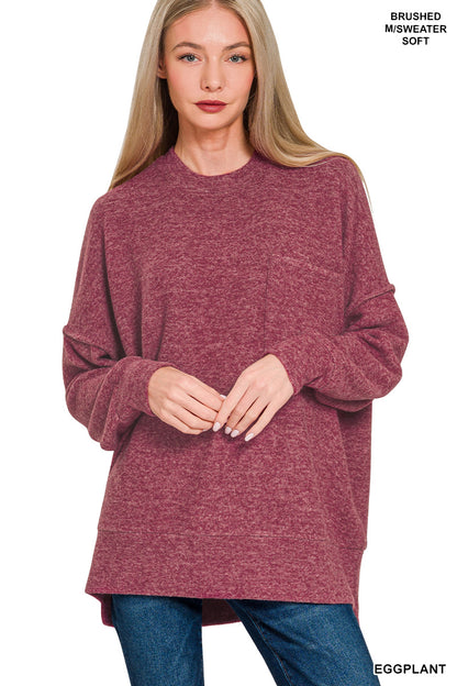 Brushed Melange Oversized Drop Shoulder Oversize Sweater