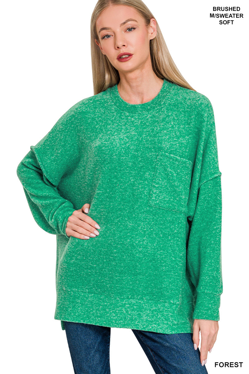Brushed Melange Oversized Drop Shoulder Oversize Sweater