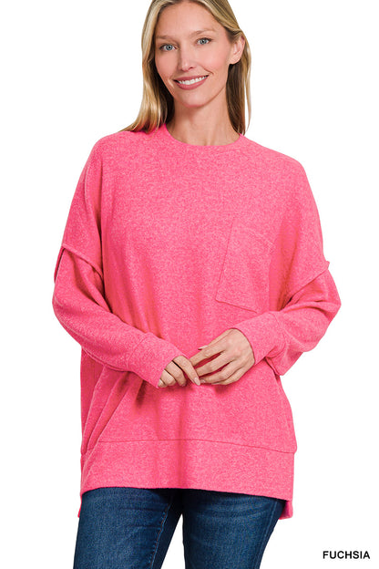 Brushed Melange Oversized Drop Shoulder Oversize Sweater
