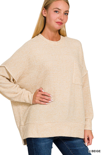 Brushed Melange Oversized Drop Shoulder Oversize Sweater