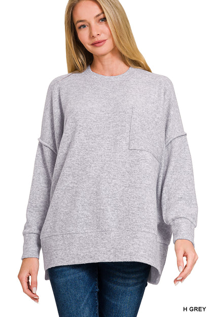 Brushed Melange Oversized Drop Shoulder Oversize Sweater