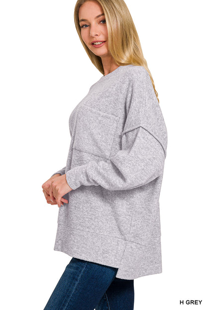 Brushed Melange Oversized Drop Shoulder Oversize Sweater