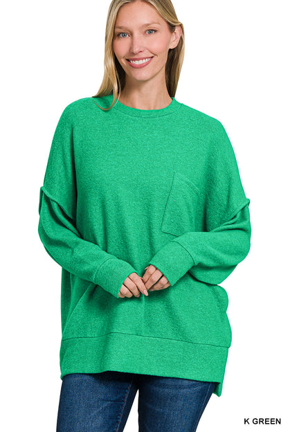 Brushed Melange Oversized Drop Shoulder Oversize Sweater