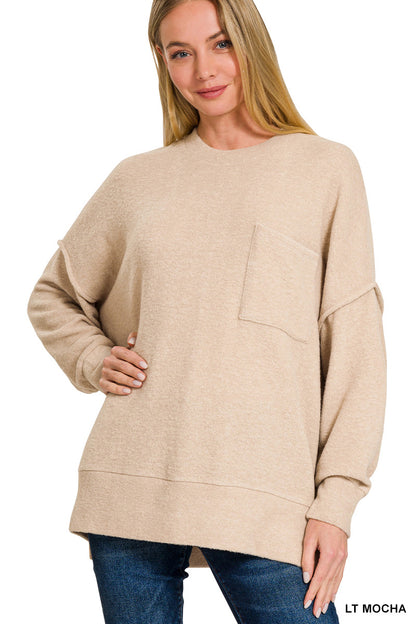Brushed Melange Oversized Drop Shoulder Oversize Sweater