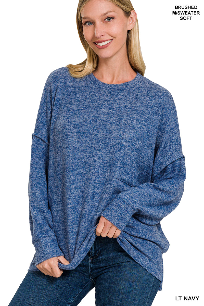 Brushed Melange Oversized Drop Shoulder Oversize Sweater