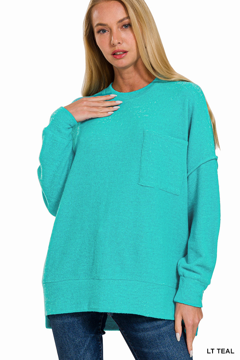 Brushed Melange Oversized Drop Shoulder Oversize Sweater