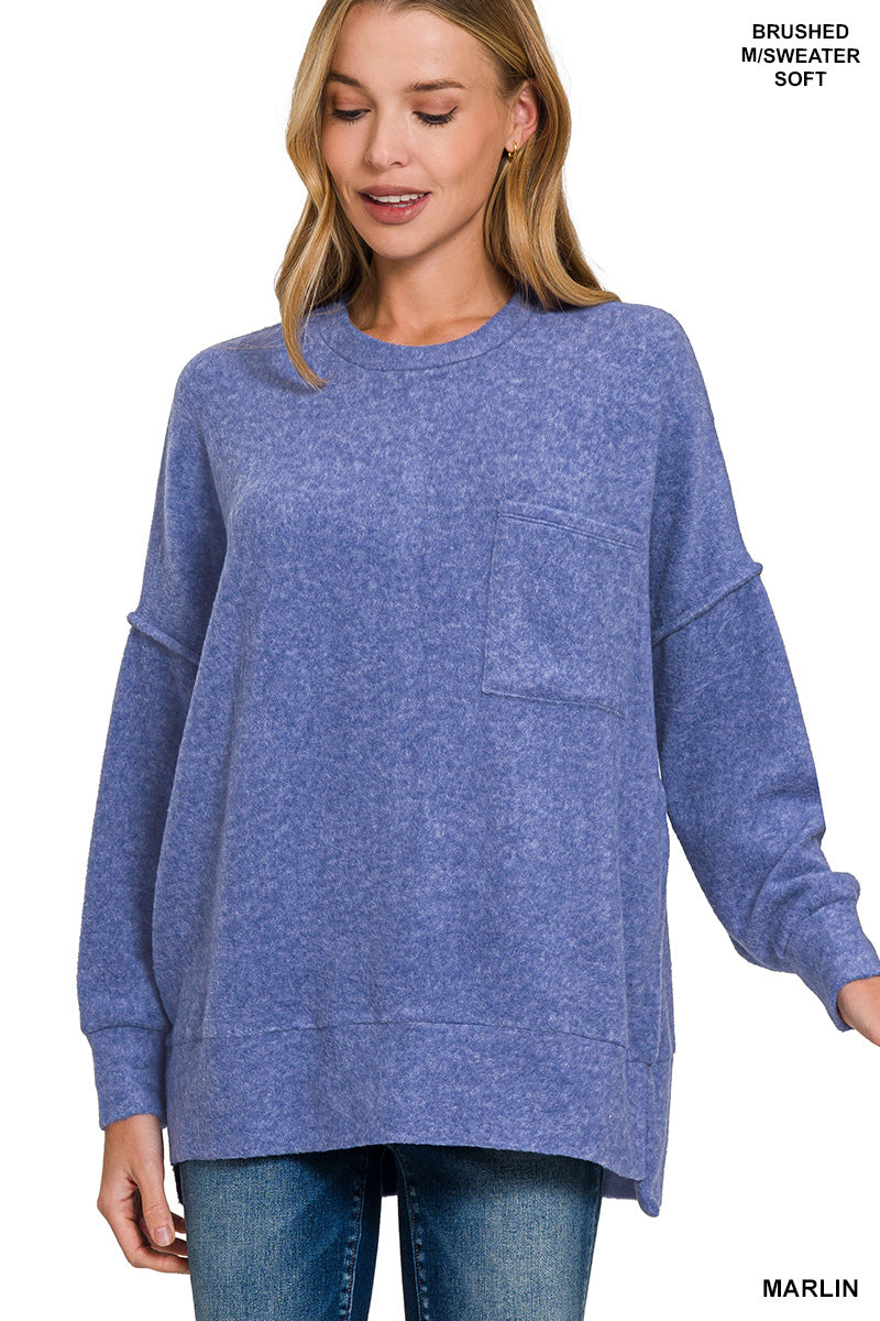 Brushed Melange Oversized Drop Shoulder Oversize Sweater