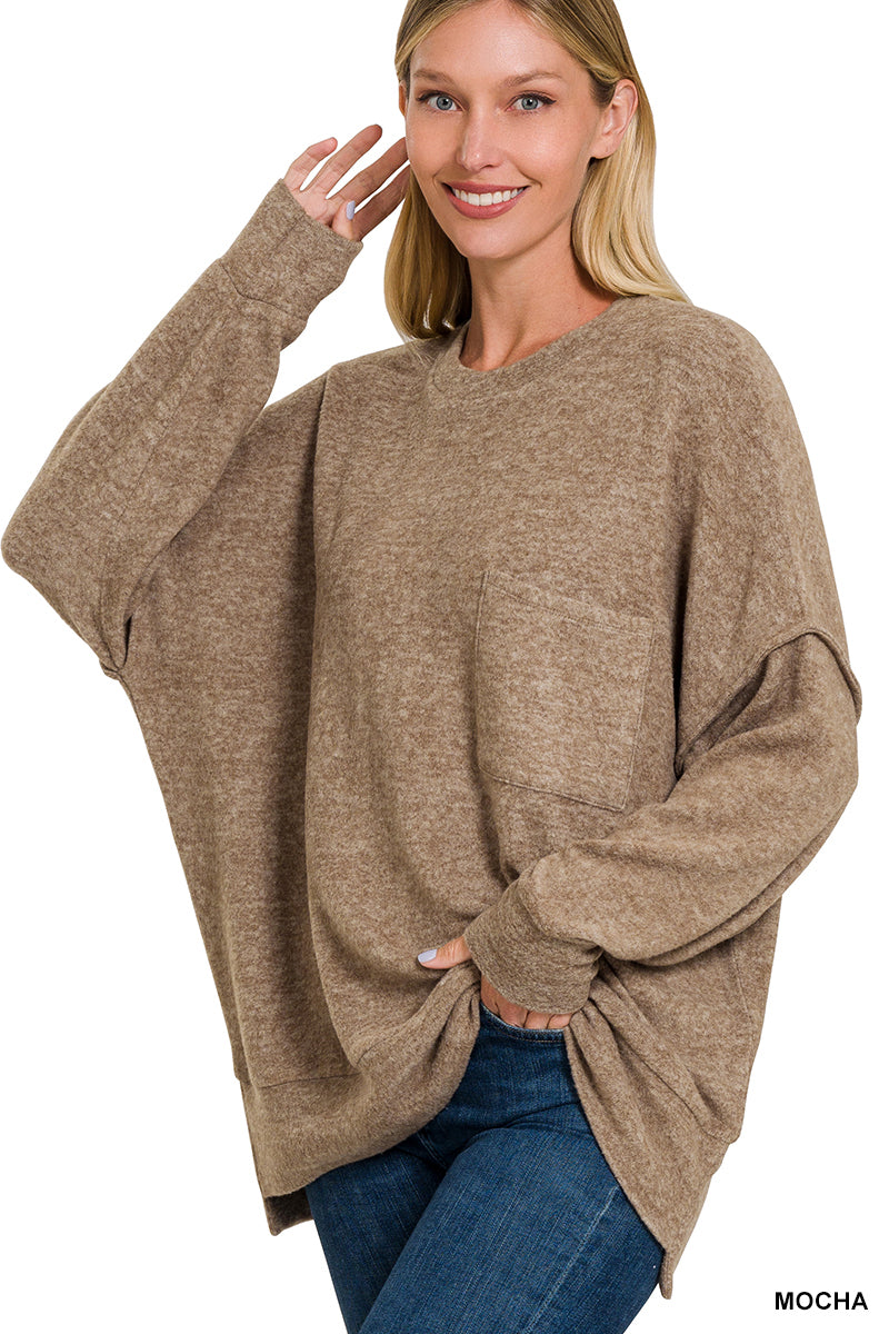 Brushed Melange Oversized Drop Shoulder Oversize Sweater
