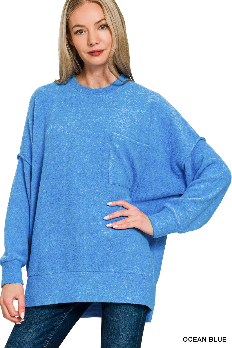 Brushed Melange Oversized Drop Shoulder Oversize Sweater