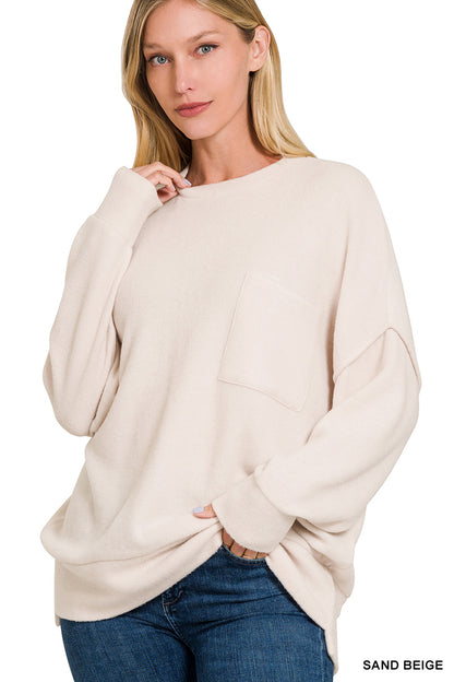 Brushed Melange Oversized Drop Shoulder Oversize Sweater