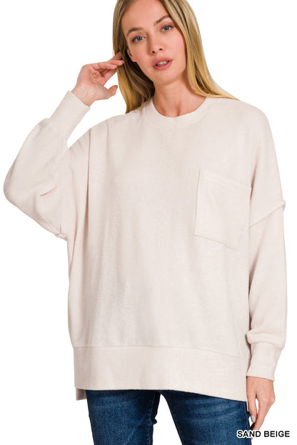 Brushed Melange Oversized Drop Shoulder Oversize Sweater