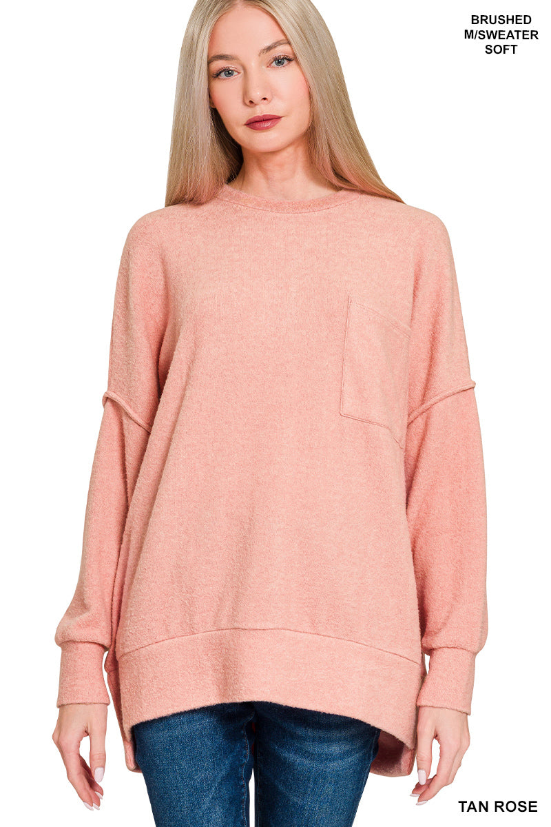 Brushed Melange Oversized Drop Shoulder Oversize Sweater