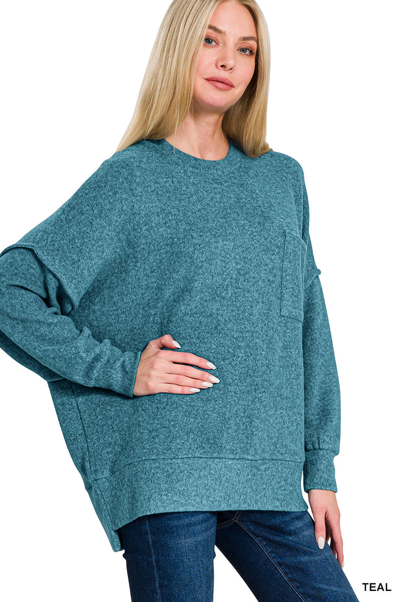 Brushed Melange Oversized Drop Shoulder Oversize Sweater