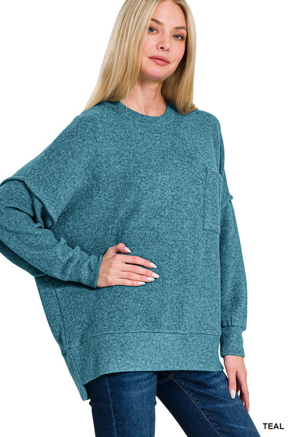 Brushed Melange Oversized Drop Shoulder Oversize Sweater