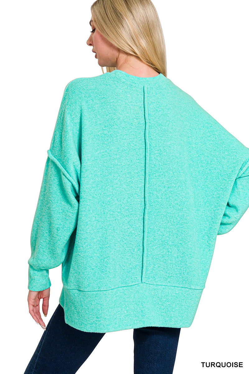 Brushed Melange Oversized Drop Shoulder Oversize Sweater