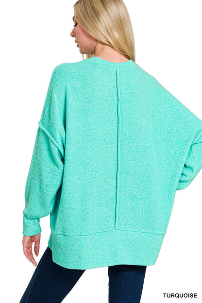 Brushed Melange Oversized Drop Shoulder Oversize Sweater