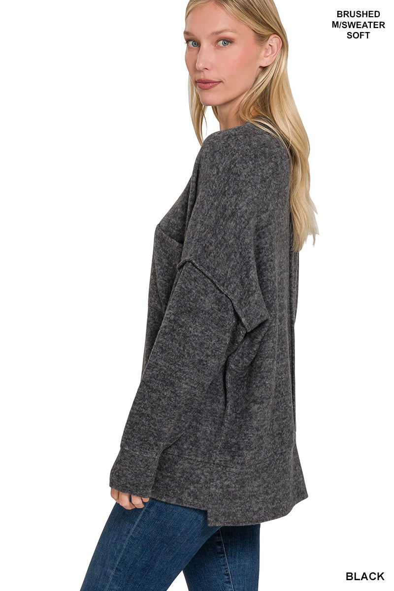 Brushed Melange Oversized Drop Shoulder Oversize Sweater