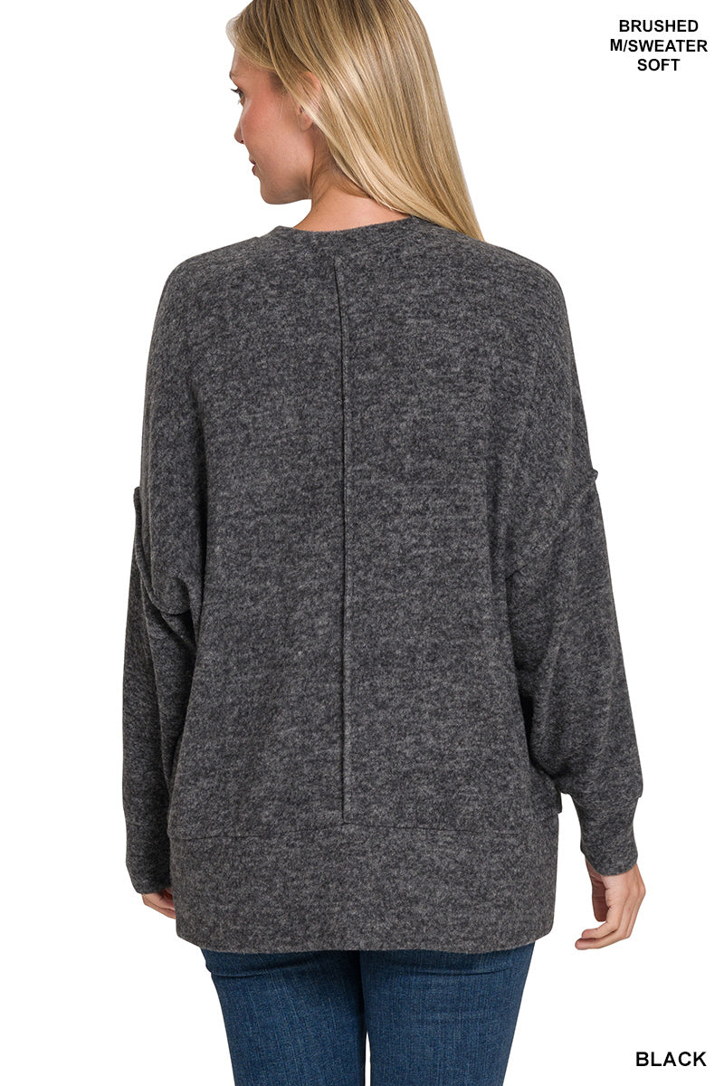 Brushed Melange Oversized Drop Shoulder Oversize Sweater